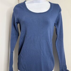 Ann Taylor Navy Ribbed Knit Top
